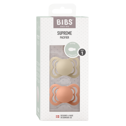 BIBS - Set 2 suzete Supreme Silicon, tetina simetrica, 0 luni +