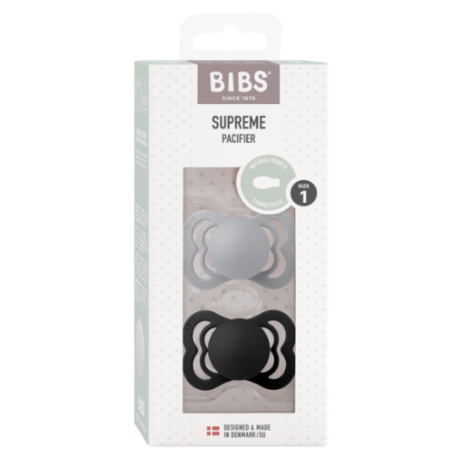 BIBS - Set 2 suzete Supreme Latex, tetina simetrica, 0 luni +