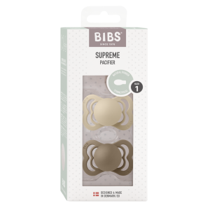 BIBS - Set 2 suzete Supreme Latex, tetina simetrica, 0 luni +